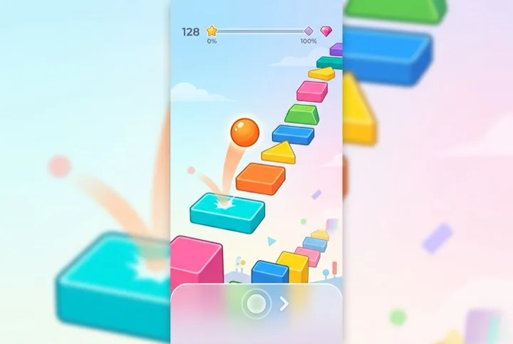 Ball bouncing along ascending blocks